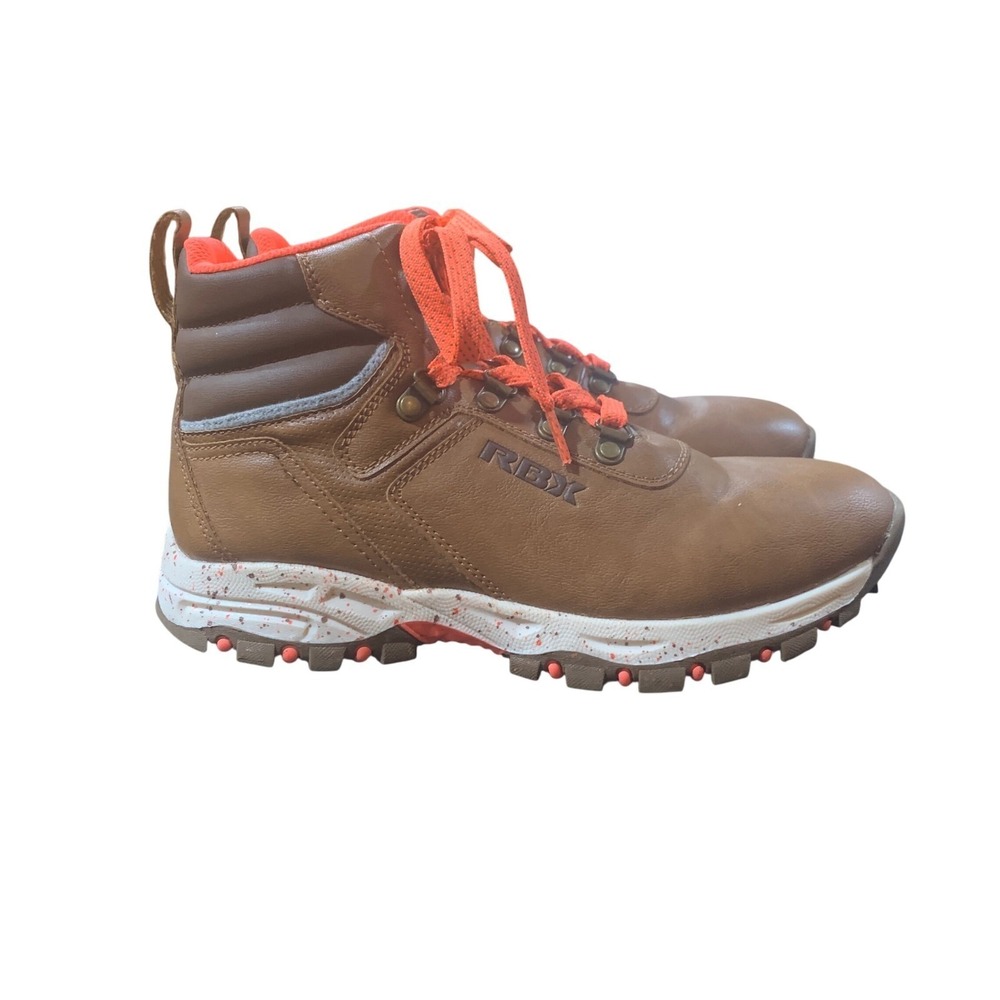 RBX Womens Brown Hiking Boots Size 8 Trail Sneakers High Top Orange Laces